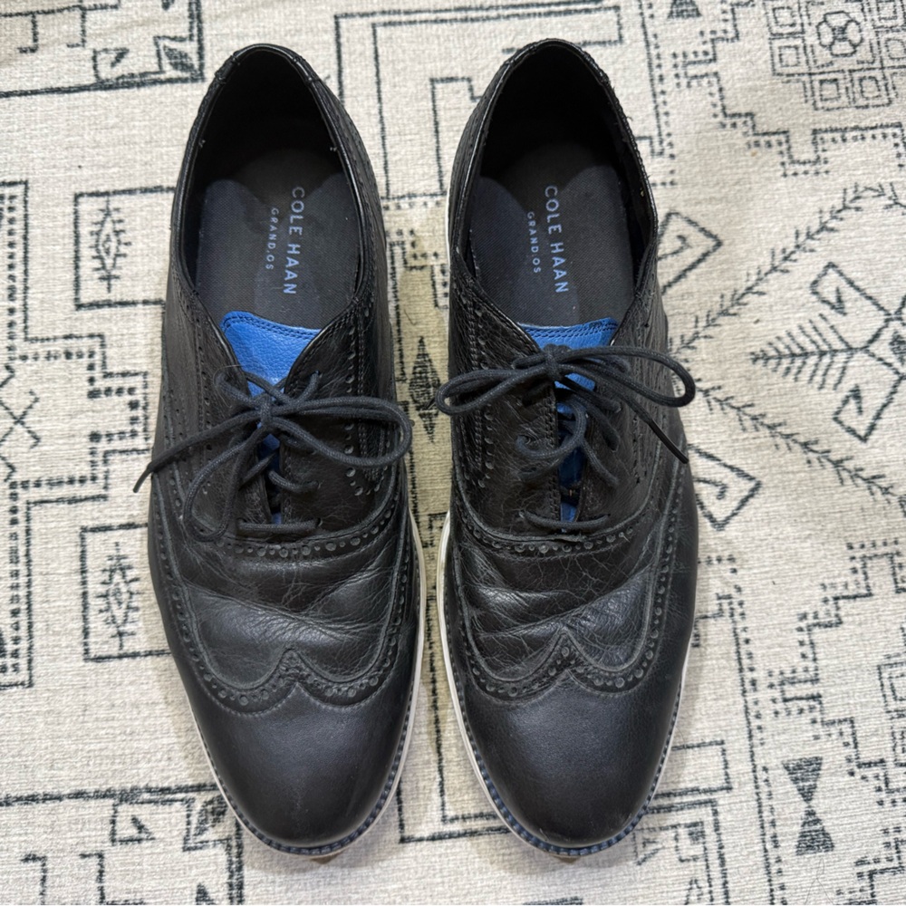 Cole Haan Black Leather Brogue Shoes